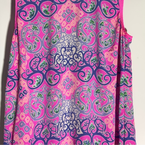 Lily Pulitzer Behind the Gates Iona Shell Top Silk Button Back Pink Purple Sz XS - Picture 4 of 16